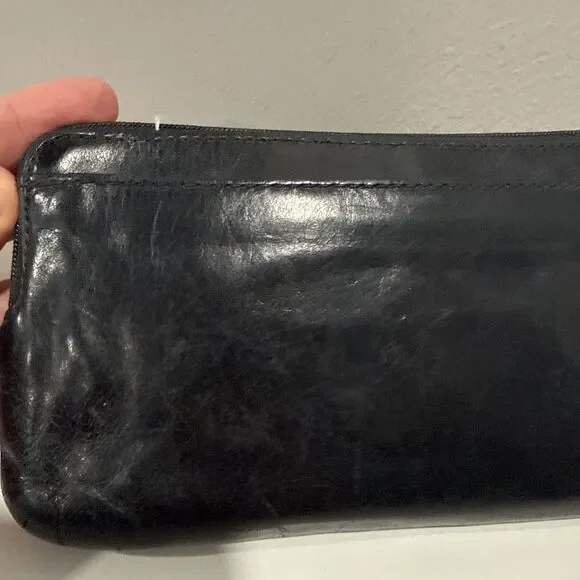 Coach Wristlet Black Leather Wallet Double Zip Striped Legacy Satin Lining 8x4 - Picture 12 of 16